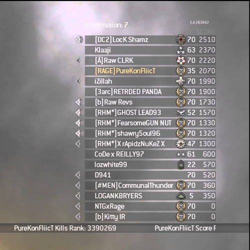 MW2 multiplayer lobby scoreboard